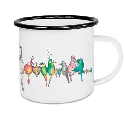 Tazza smaltata - sfilata di uccelli - 500ml