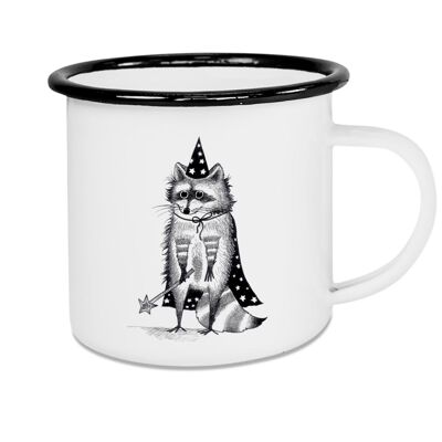 Taza esmaltada - oso mágico (mapache) - 500ml