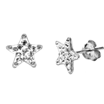 Ear studs Star 925 silver crystal