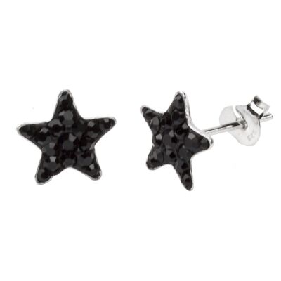 Ear studs Star 925 silver jet