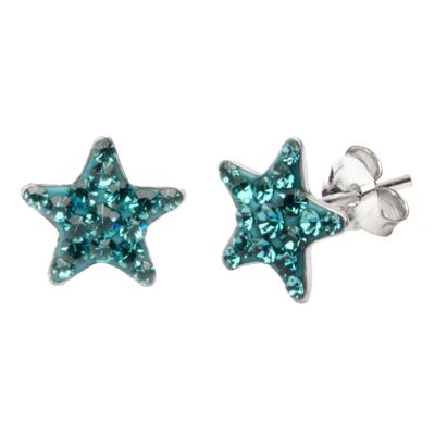Stud earrings Star 925 silver blue zircon