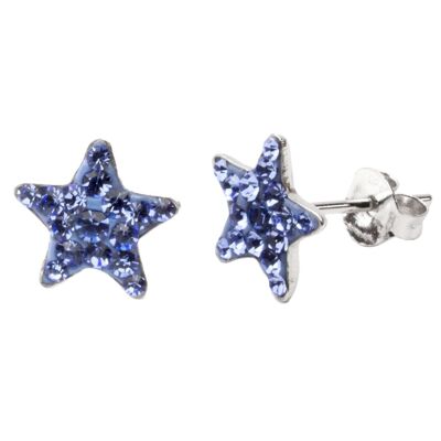 Ear studs Star 925 silver light sapphire