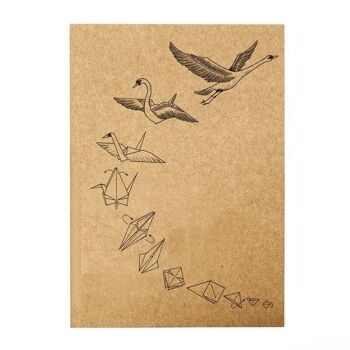 Carnet [papier recyclé] - Cygne Origami - DIN A6 5