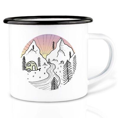 Enamel mug - Camping Day and Night - 300ml