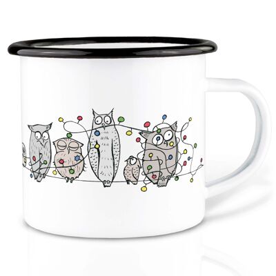 Enamel cup - owl chain - 300ml