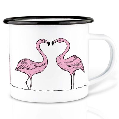 Emailletasse - Flamingoparade - 300ml