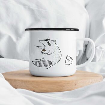 Mug émaillé - lapins de café (raton laveur et lapin) - 300ml 6