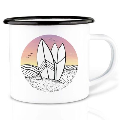 Enamel mug - Surfing Day and Night - 300ml