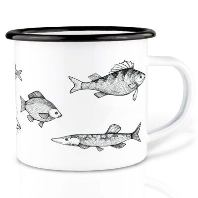 Tazza smaltata - pesce d'acqua dolce - 300ml