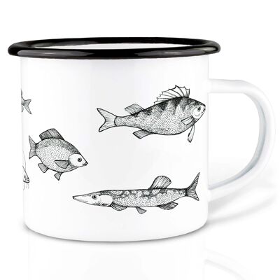 Enamel cup - freshwater fish - 500ml
