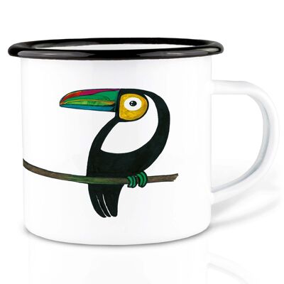 Enamel mug - pair of toucan - 300ml