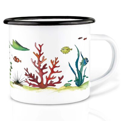 Enamel cup - underwater world - 500ml