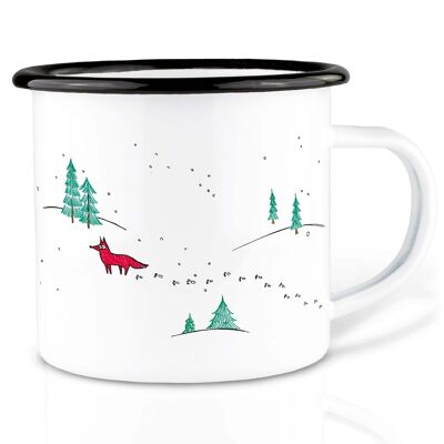 Enamel cup - winter foxes - 300ml