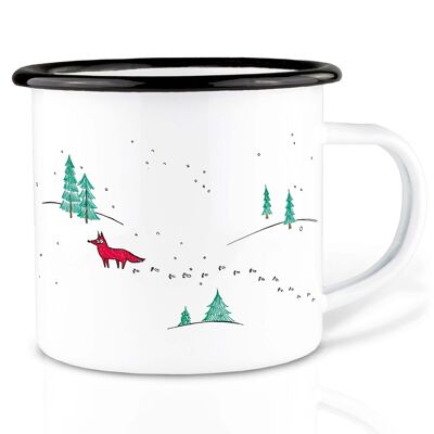 Enamel mug - winter foxes - 500ml