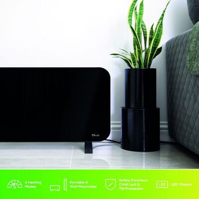 TCP Smart WiFi fester oder tragbarer Glasscheibenheizer Schwarz 1500W