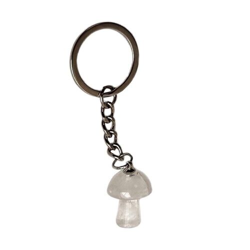 Crystal Mushroom Keychain, Clear Quartz