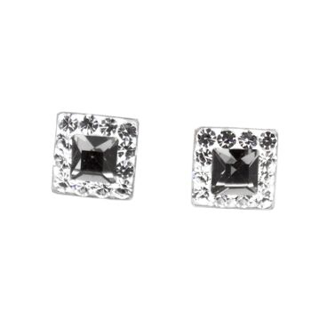Clous d'oreilles Valentina en argent 925 cristal-diamant noir