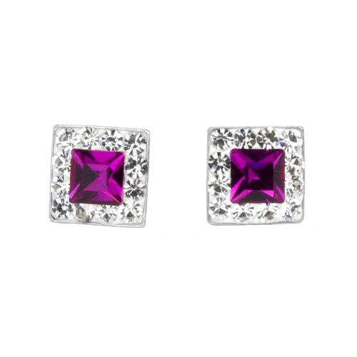 Ohrstecker Valentina 925 Silber crystal-fuchsia