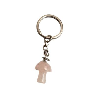 Porte-clés champignon en cristal, quartz rose