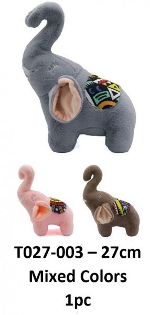 T027-003 Plush Elephant - Mixed Colors - 27cm - 1pc