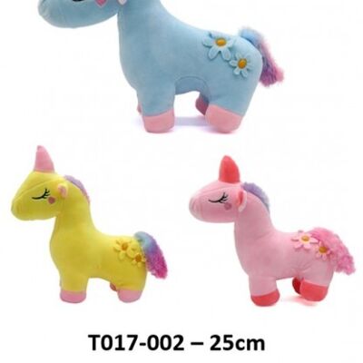 T017-002 Unicorno di peluche - Colori Misti - 25cm - 1pz