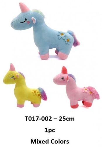 T017-002 Licorne en peluche - Couleurs mélangées - 25cm - 1pc 1