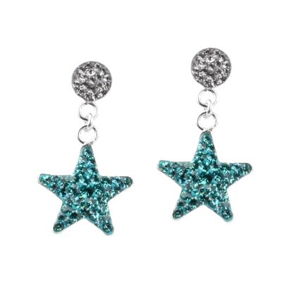 Boucles d'oreilles étoiles argent 925 zircon bleu