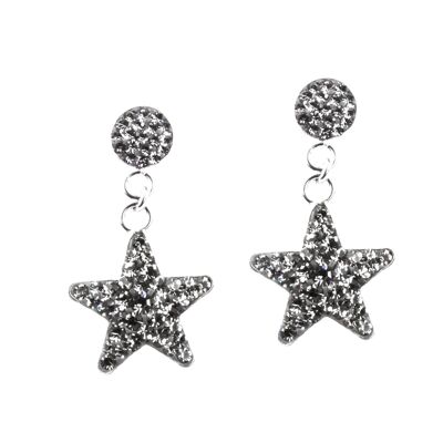 Earrings Stars 925 silver black diamond