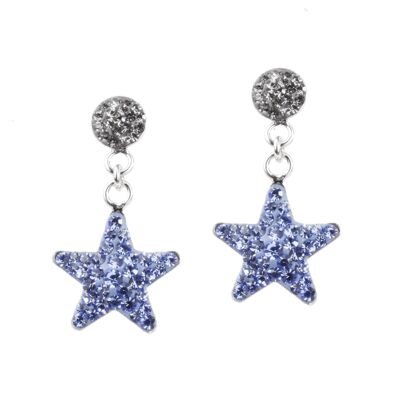 Earrings Stars 925 silver light sapphire