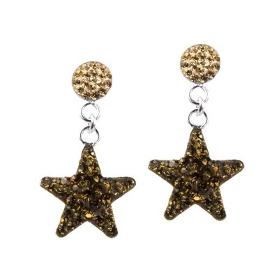 Stars earrings 925 silver smoked topaz