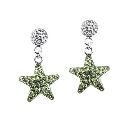 Earrings Stars 925 silver chrysolite