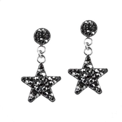 Earrings Stars 925 silver hematite