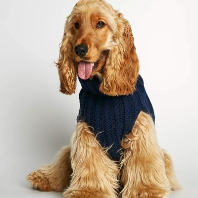 John B. Navy Merino Wool and Cashmere Dog Winter Sweater