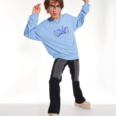 Mizu Staple – Übergroßes Sweatshirt mit Rundhalsausschnitt und Grafik in Blau