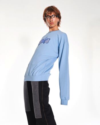 Mizu Staple - Sweat ras du cou oversize avec graphique - Bleu 2