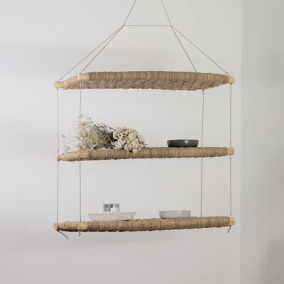 HANGING SHELF IN WOOD AND ROPE 100CM
