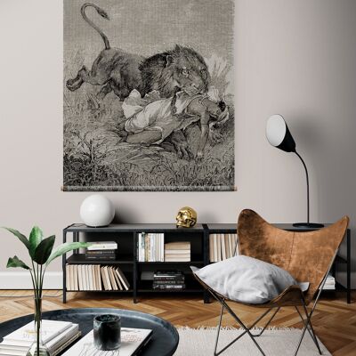 Tenture murale textile Le Lion Jungle