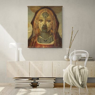 Die Jungfrau und das Kind mit Johannes und einem Engel Vintage Wandbehang