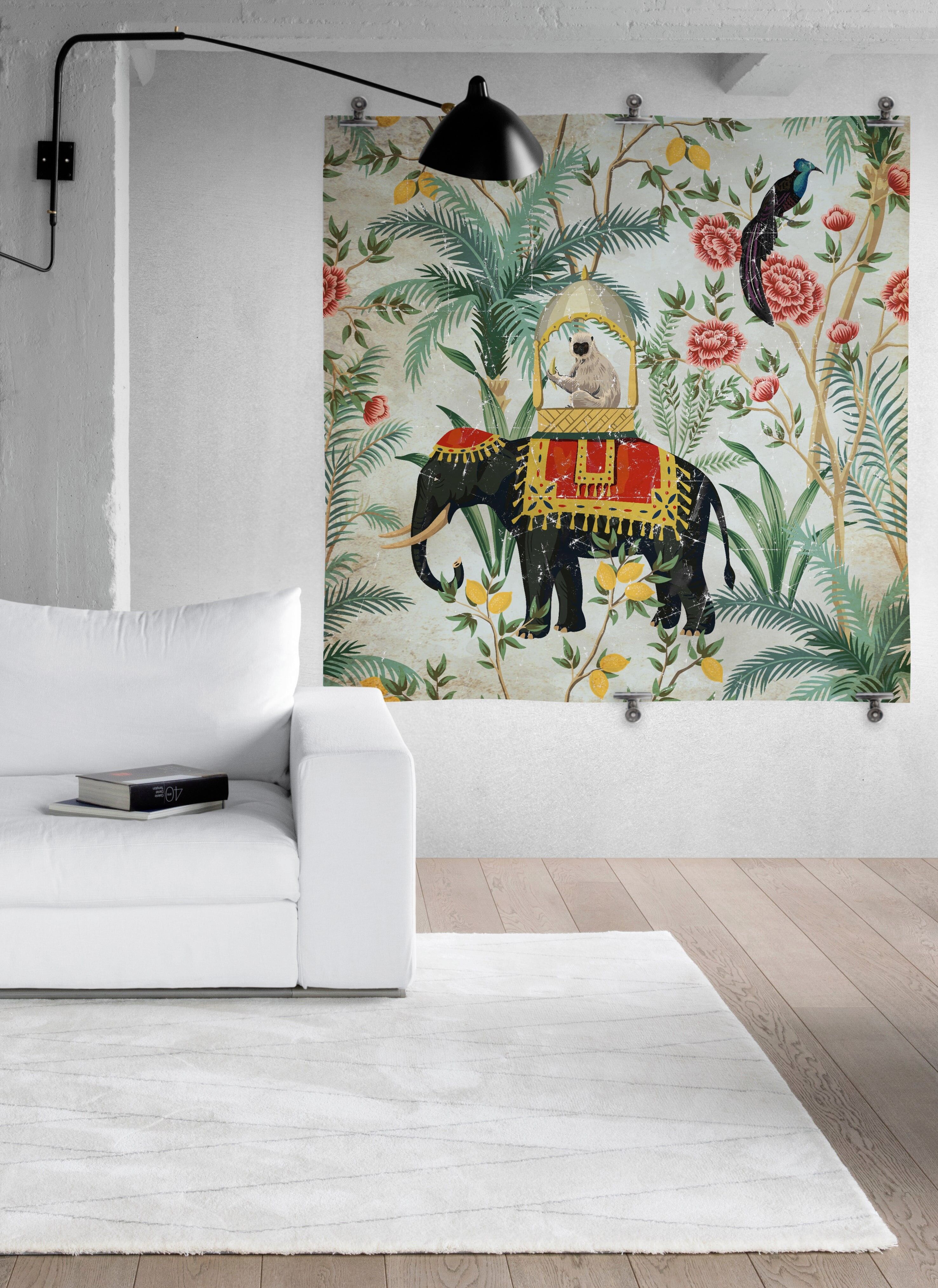 Elefante indiano su Papier Froissé (carta spiegazzata)