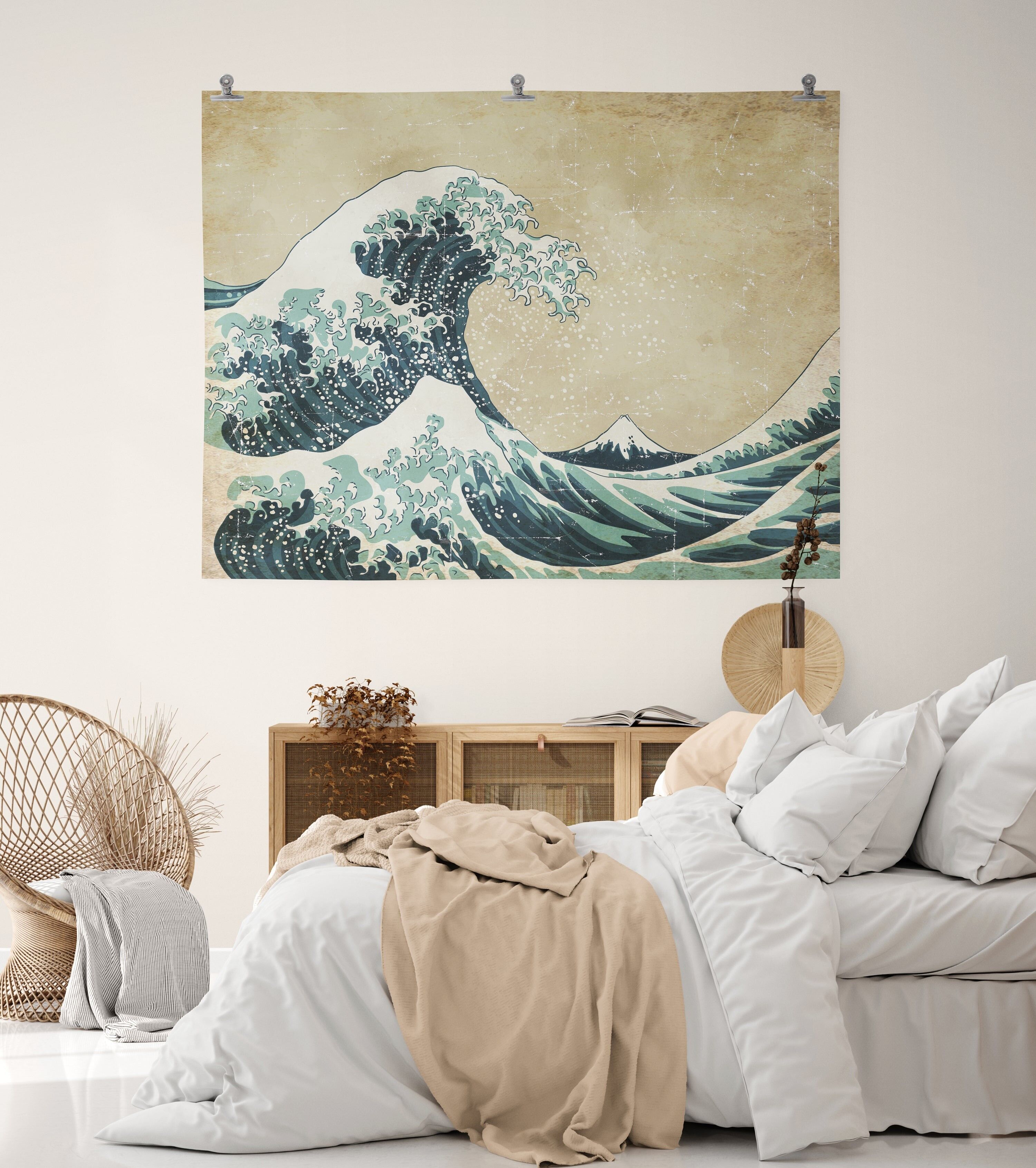 Kanagawa Wave su Papier froissé (carta spiegazzata)