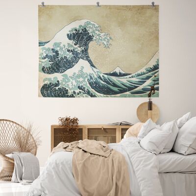 Kanagawa Wave sur Papier froissé (Papier froissé)