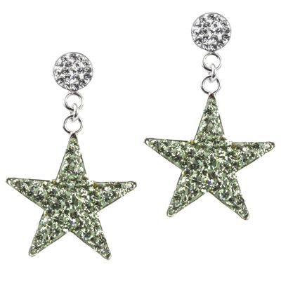 Earrings Big Stars 925 silver chrysolite