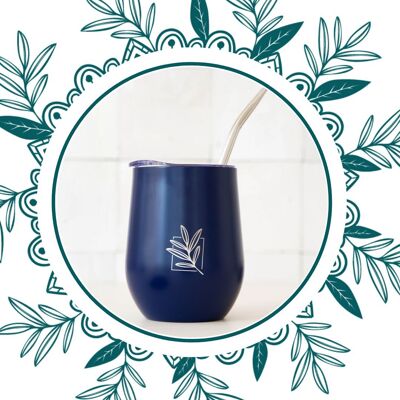 Sapphire blue insulated calabash and its bombilla