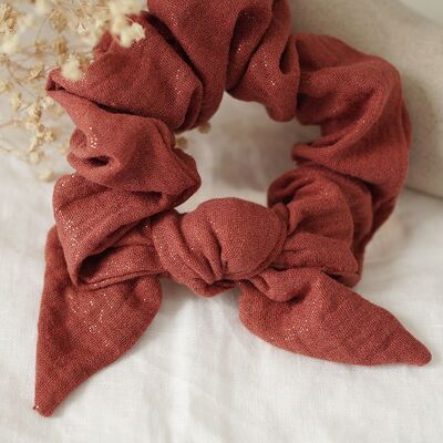 Scrunchie con fiocco Noé scintillante in terracotta