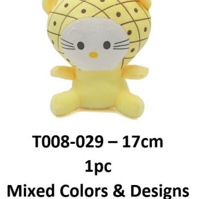 T008-029 Pluche Kätzchen - Gemischte Farben - 17cm - 1St