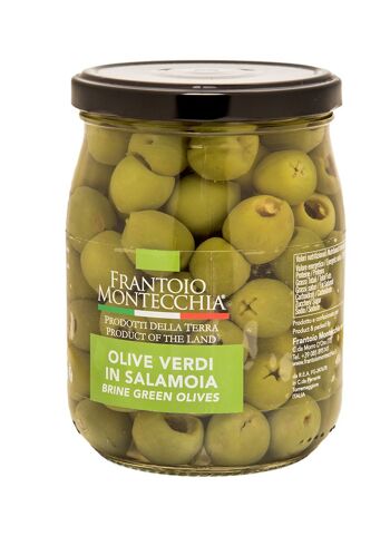 Olives vertes dénoyautées en saumure 0,500 Lt.