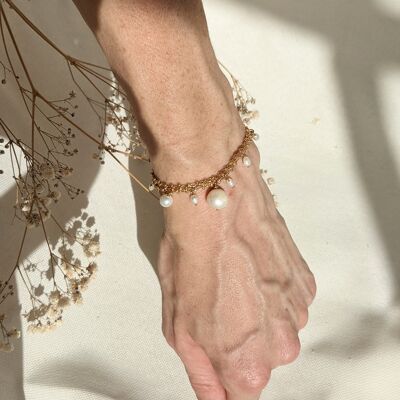 Golden bracelet with freshwater pearls - Fiji