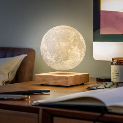 Lampada Smart Moon in legno di frassino bianco naturale