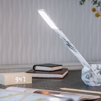 Lampe de bureau portable Octagon One (design primé à plusieurs reprises) Marbre blanc