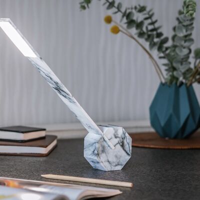 Octagon One Portable Desk Light              (multi global awards winning design) White Marble